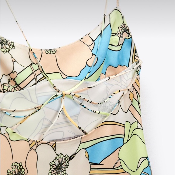 Zara Satin Effect Print Dress - Pastel - 3562/465 - Picture 4 of 4